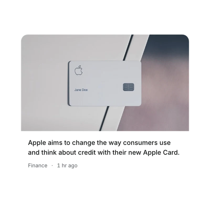 Editorial media card interface component