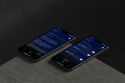Two iPhone 16s displaying Opt Health app showing physician notes and medication details.