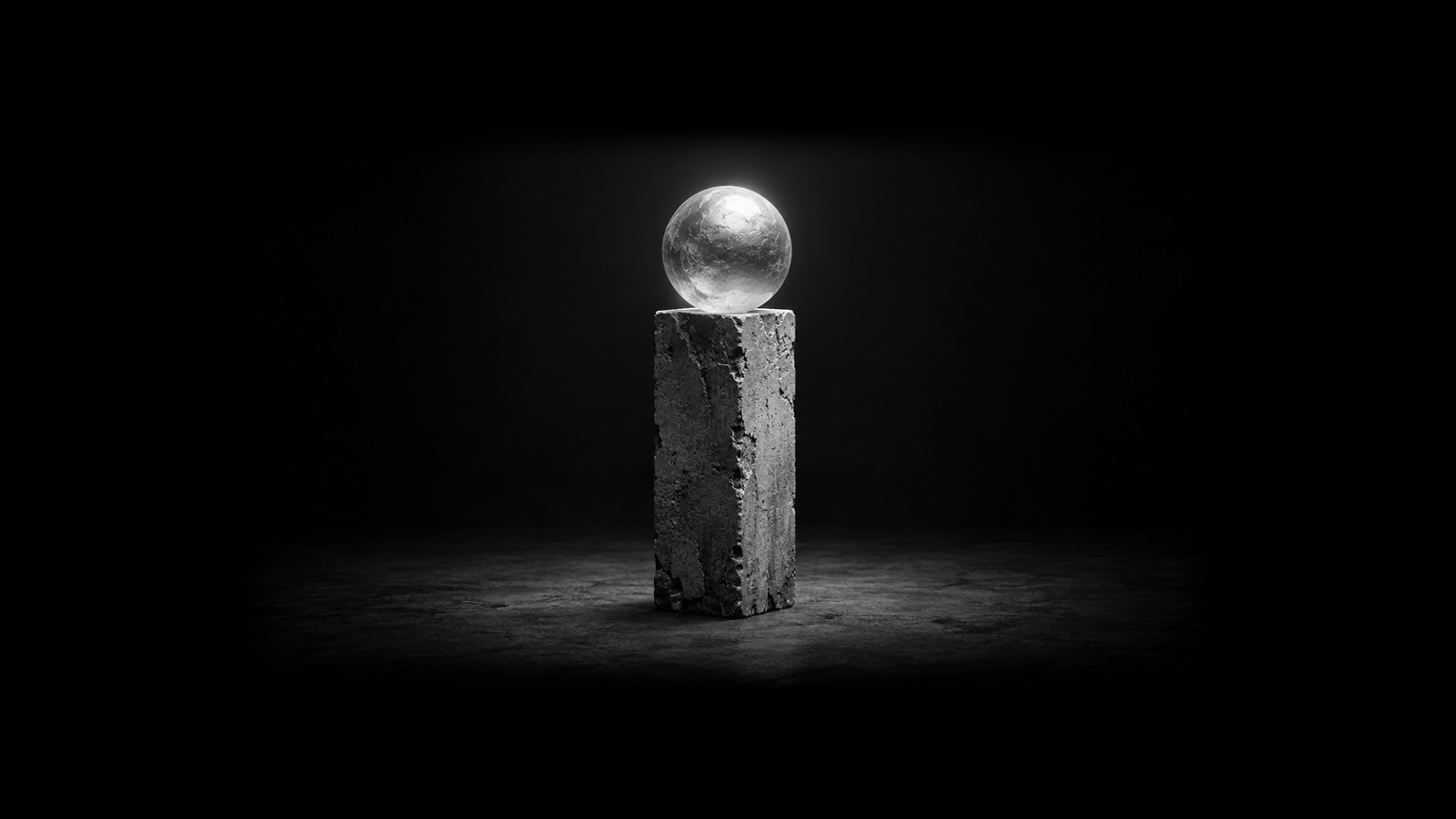A single, rough concrete pillar firmly supporting a small, subtly glowing sphere. (Metaphor: The broad user base as the foundational support for the valuable, sustaining customer.).